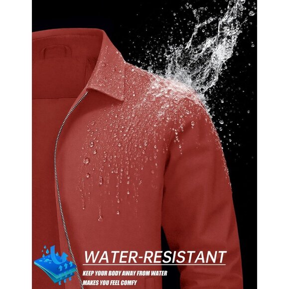 Men's Stylish Jackets Coat Orange Lightweight Casual Full Zip Up Pockets Golf - Picture 2 of 7